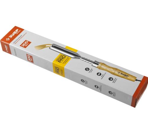 ЗУБР Ceramic PRO, 300 Вт, клин, высокомощный электропаяльник с деревянной рукояткой (55303-300)
