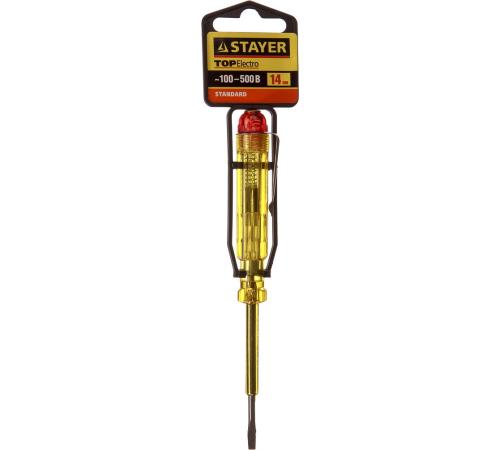 STAYER TOPElectro, 100 - 500 В, 140 мм, электрический пробник (2571-14)
