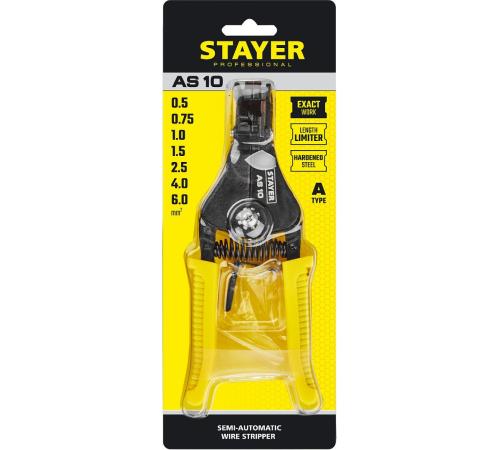 STAYER AS-10, 1 - 6 мм2, полуавтоматический стриппер, Professional (22631)