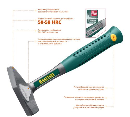 KRAFTOOL Thor, 500 г, цельнокованый слесарный молоток (20070-05)