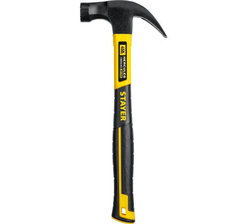 STAYER Hercules-M, 450 г, молоток-гвоздодёр столярный с фиберглассовой рукояткой, Professional (2027-450)