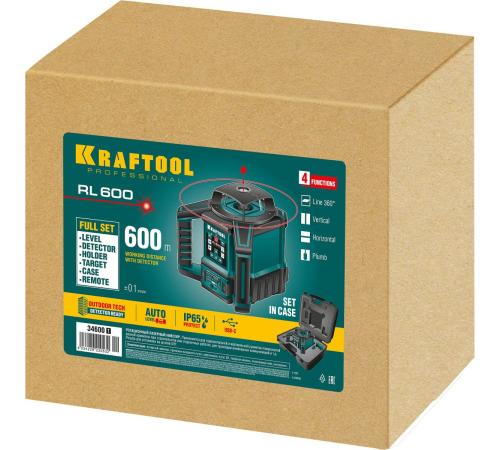 KRAFTOOL RL600, 600 м, ротационный лазерный нивелир (34600)