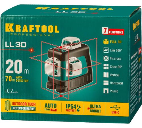 KRAFTOOL LL 3D, лазерный нивелир (34640)