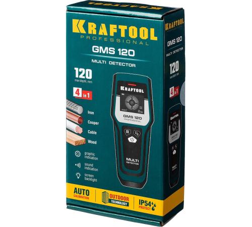 KRAFTOOL GMS-120, ЖК дисплей, универсальный детектор проводки (45298)