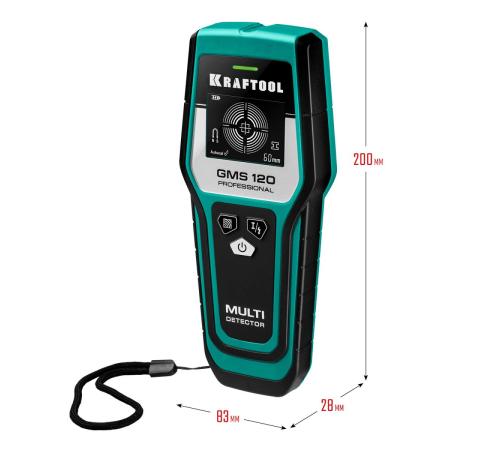 KRAFTOOL GMS-120, ЖК дисплей, универсальный детектор проводки (45298)