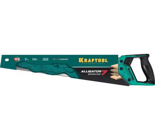 KRAFTOOL Alligator Universal 7, 550 мм, 7 TPI, 3D зуб, универсальная ножовка (15004-55)