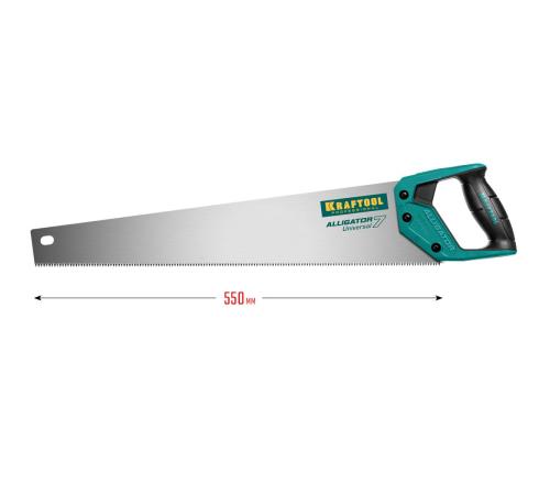 KRAFTOOL Alligator Universal 7, 550 мм, 7 TPI, 3D зуб, универсальная ножовка (15004-55)