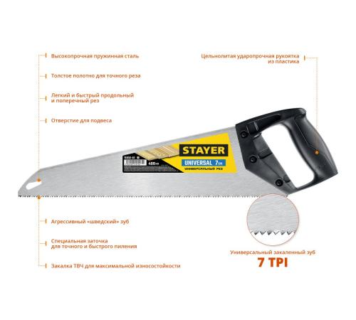 STAYER Universal, 400 мм, универсальная ножовка (15050-40)
