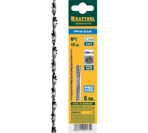 KRAFTOOL Pro Cut, 130 мм, 6 шт, спиральные полотна для лобзика (15344-01)