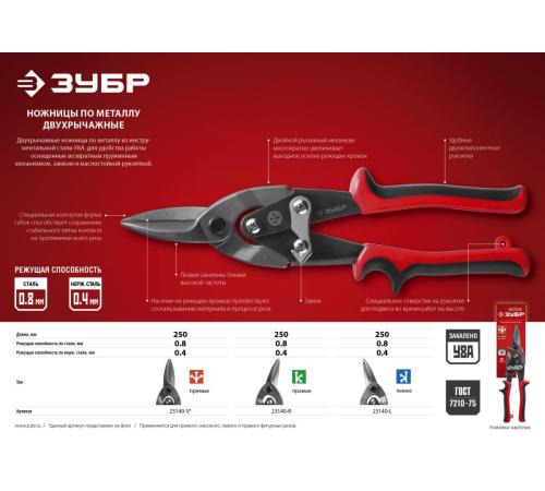 ЗУБР 250 мм, левые ножницы по металлу (23140-L)