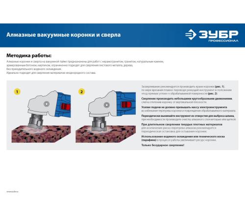 ЗУБР АВК, d 10 мм, (HEX 1/4″, 15 мм кромка), вакуумное алмазное трубчатое сверло, Профессионал (29865-10)