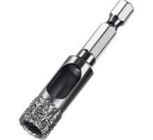 ЗУБР АВК, d 12 мм, (HEX 1/4″, 15 мм кромка), вакуумное алмазное трубчатое сверло, Профессионал (29865-12)