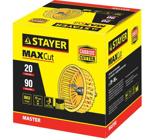 STAYER 20 - 90 мм, с защитной решеткой, по кафелю и керамике ″Балеринка″, регулируемое сверло (33342)