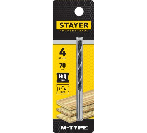 STAYER M-type, 4.0 x 70/40 мм, М-образная заточка, спиральное сверло по дереву (2942-070-04)