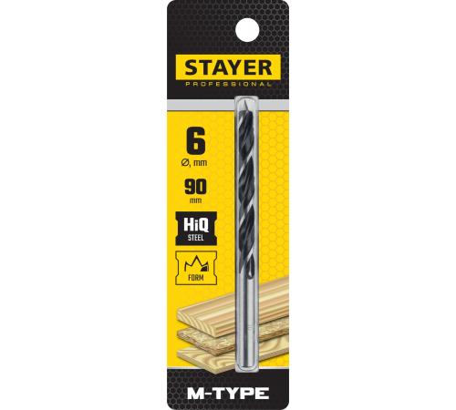 STAYER M-type, 6.0 x 90/50 мм, М-образная заточка, спиральное сверло по дереву (2942-090-06)