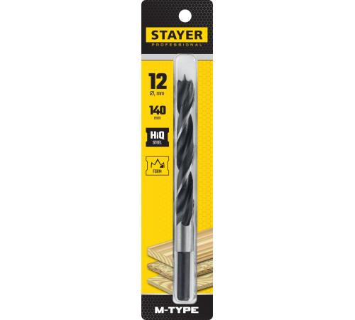 STAYER M-type, 12.0 x 140/85 мм, М-образная заточка, спиральное сверло по дереву (2942-140-12)
