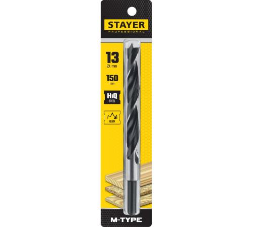 STAYER M-type, 13.0 x 150/95 мм, М-образная заточка, спиральное сверло по дереву (2942-150-13)