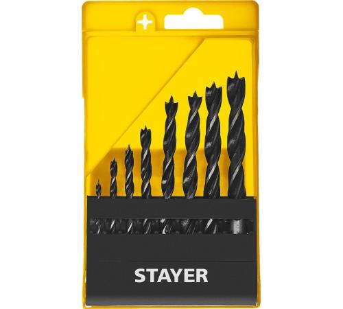 STAYER M-type, 8 шт: 3-4-5-6-7-8-9-10 мм, набор спиральных сверл по дереву (2942-H8)