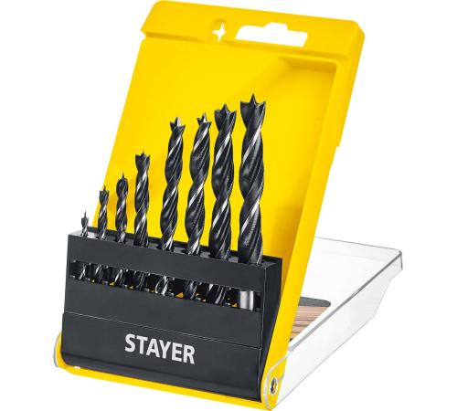 STAYER M-type, 8 шт: 3-4-5-6-7-8-9-10 мм, набор спиральных сверл по дереву (2942-H8)