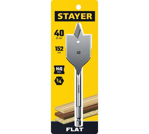 STAYER Flat, 40 x 152 мм, перовое, cверло по дереву (2950-40)