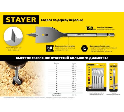STAYER Flat, 45 x 152 мм, перовое, cверло по дереву (2950-45)