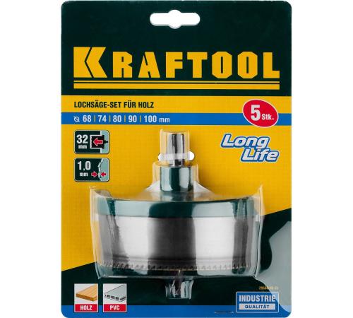 KRAFTOOL 5 шт, (68-74-80-90-100 x 32 мм), наборная кольцевая пила по дереву (29584-H5-32)