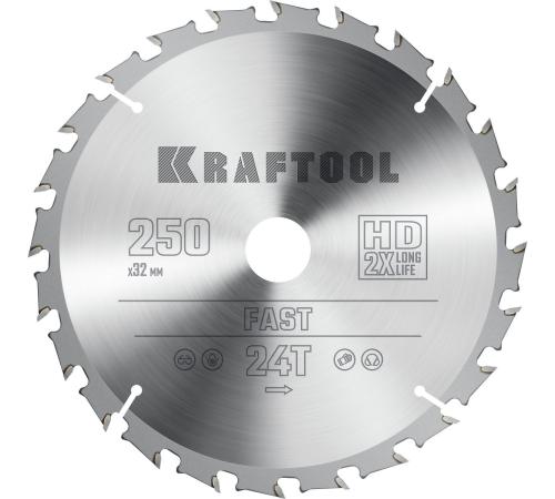 KRAFTOOL Fast, 250 х 32 мм, 24Т, пильный диск по дереву (36950-250-32)