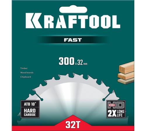 KRAFTOOL Fast, 300 х 32 мм, 32Т, пильный диск по дереву (36950-300-32)