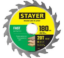 STAYER Fast, 180 x 30/20 мм, 20Т, быстрый рез, пильный диск по дереву (3680-180-30-20)