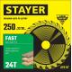 STAYER Fast, 250 x 32/30 мм, 24Т, быстрый рез, пильный диск по дереву (3680-250-32-24)