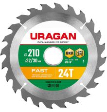 URAGAN Fast, 210 х 32/30 мм, 24Т, пильный диск по дереву (36800-210-32-24)