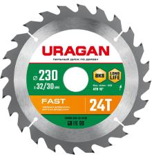 URAGAN Fast, 230 х 32/30 мм, 24Т, пильный диск по дереву (36800-230-32-24)