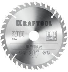 KRAFTOOL Optima, 200 х 30 мм, 36Т, пильный диск по дереву (36951-200-30)
