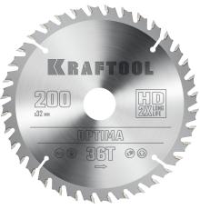 KRAFTOOL Optima, 200 х 32 мм, 36Т, пильный диск по дереву (36951-200-32)