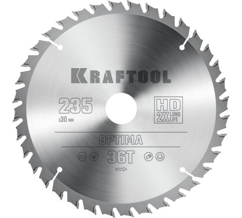 KRAFTOOL Optima, 235 х 30 мм, 36Т, пильный диск по дереву (36951-235-30)
