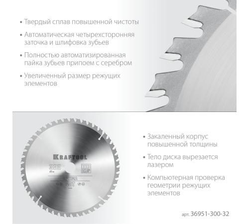 KRAFTOOL Optima, 300 х 32 мм, 48Т, пильный диск по дереву (36951-300-32)