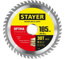 STAYER Optima, 185 x 30/20 мм, 30T, оптимальный рез, пильный диск по дереву (3681-185-30-30)