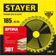 STAYER Optima, 185 x 30/20 мм, 30T, оптимальный рез, пильный диск по дереву (3681-185-30-30)