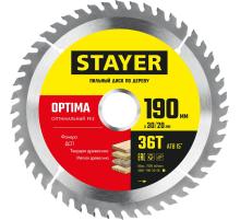 STAYER Optima, 190 x 30/20 мм, 36Т, оптимальный рез, пильный диск по дереву (3681-190-30-36)
