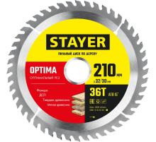 STAYER Optima, 210 x 32/30 мм, 36Т, оптимальный рез, пильный диск по дереву (3681-210-32-36)