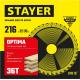 STAYER Optima, 216 x 32/30 мм, 36Т, оптимальный рез, пильный диск по дереву (3681-216-32-36)