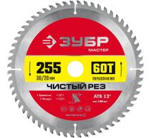 ЗУБР Чистый рез, 255 x 30/20 мм, 60Т, пильный диск по дереву (36914-255-30-60)
