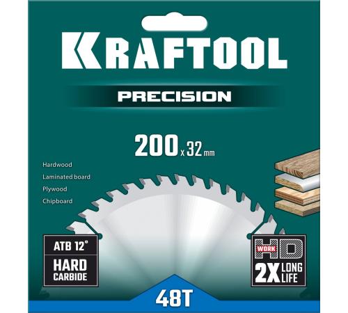 KRAFTOOL Precision, 200 х 32 мм, 48Т, пильный диск по дереву (36952-200-32)