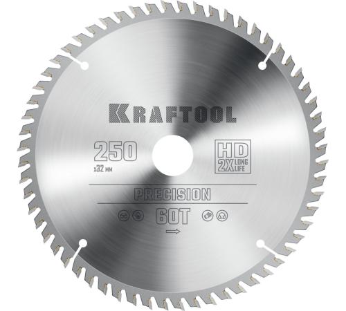 KRAFTOOL Precision, 250 х 32 мм, 60Т, пильный диск по дереву (36952-250-32)