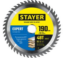 STAYER Expert, 190 x 20/16 мм, 48Т, точный рез, пильный диск по дереву (3682-190-20-48)