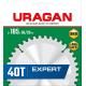 URAGAN Expert, 185 х 30/20 мм, 40Т, пильный диск по дереву (36802-185-30-40)