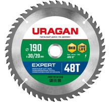 URAGAN Expert, 190 х 30/20 мм, 48Т, пильный диск по дереву (36802-190-30-48)