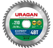URAGAN Expert, 210 х 32/30 мм, 48Т, пильный диск по дереву (36802-210-32-48)