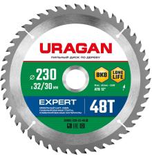 URAGAN Expert, 230 х 32/30 мм, 48Т, пильный диск по дереву (36802-230-32-48)
