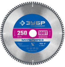 ЗУБР Мультирез, 250 x 30 мм, 100Т, пильный диск по алюминию, Профессионал (36907-250-30-100)
